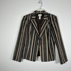 Vtg Neiman Marcus Women's Sz 10 Velour Striped Blazer Jacket Academic Y2K